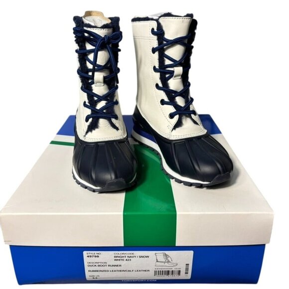 Tory Sport Winter Snow Boots Rubberized Leather/Calf Leather Lace-Up - Picture 1 of 8